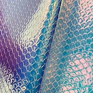 Synthetic Leather for Crafts, Faux Leather, Iridecent Mermaid Scales Embossed Faux Leather, Vegan Leather, Pink Faux Leather bild 3