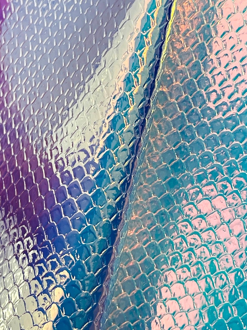 Synthetic Leather for Crafts, Faux Leather, Iridecent Mermaid Scales Embossed Faux Leather, Vegan Leather, Pink Faux Leather bild 3