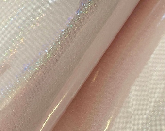 Synthetic Leather for Crafts, Faux Leather, Fine Glitter Glossy Light Pink Iridescent Faux Leather, Vegan Leather, Pink Faux Leather