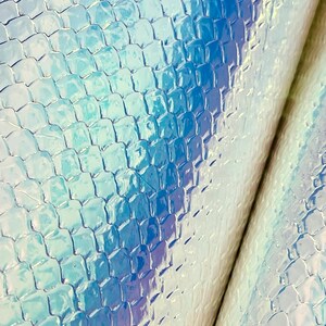 Synthetic Leather for Crafts, Faux Leather, Iridecent Mermaid Scales Embossed Faux Leather, Vegan Leather, Pink Faux Leather bild 1