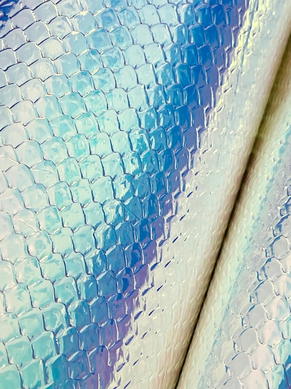 Synthetic Leather for Crafts, Faux Leather, Iridecent Mermaid Scales Embossed Faux Leather, Vegan Leather, Pink Faux Leather