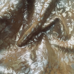 Metallic Tan Brown and Light Gold Paisley Leather, Genuine Leather Sheets for Craft, Metallic Brown Leather,
