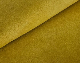 Mustard Yellow Suede Leather, Ligtht Mustard Yellow Backside, Soft Leather, Suede Leather