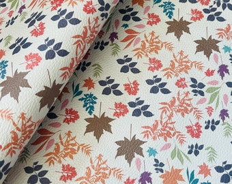 Fall Leaves Print Genuine Leather, Genuine Leather Sheets for Crafts, Fall Leather, Fall Print, Autumn Print
