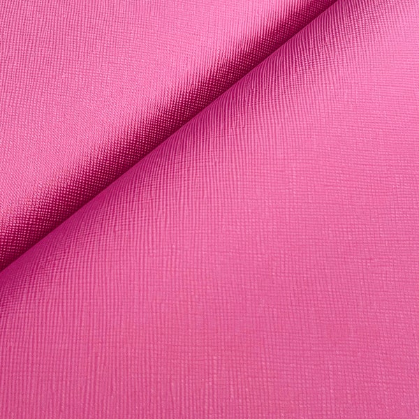 Faux Leather for Crafts, Synthetic Leather, Pink Saffiano Embossed Faux Leather, Vegan Leather, Pink Faux Leather