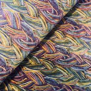 Multicolored Braided Printed Leather, Genuine Leather Sheets for Craft, Spring Leather, Pink Leather, Summer Leather, Tropical
