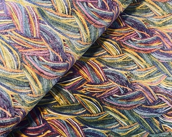 Multicolored Braided Printed Leather, Genuine Leather Sheets for Craft, Spring Leather, Pink Leather, Summer Leather, Tropical