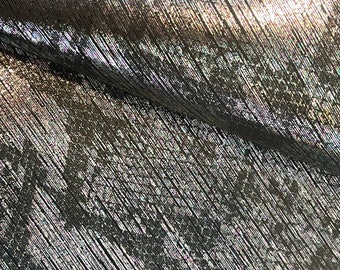 Metallic Iridescent Snake Print Leather, Genuine Leather Sheets for Craft, Anaconda Print Leather