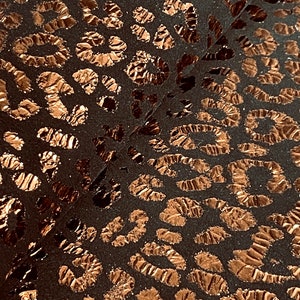 Black Copper Leopard Print Leather, Brown Copper, Copper Leopard Print Leather