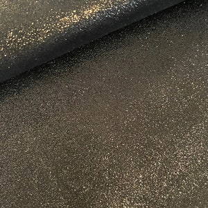 Metallic Dark Bronze Glitter on Black, Genuine Leather Sheets for Craft