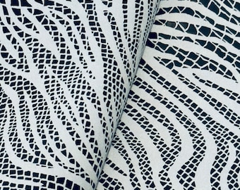 Light Denim Blue Zebra Print Leather Sheet,  Genuine Leather Sheets for Craft, Zebra Print Leather