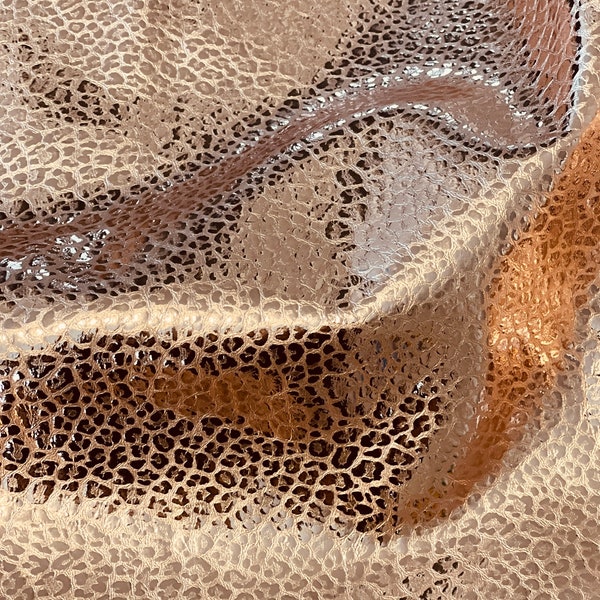 Rose Gold Leopard Textured Leather, Rose Gold Leopard leather, Rose Gold Leopard Print Leather