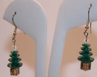Swarovski® Crystal - Emerald Christmas Tree Earrings