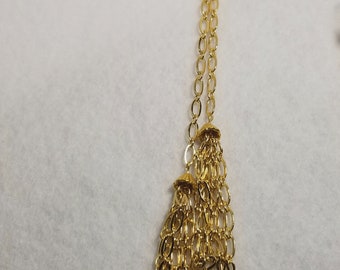 Gold Chain Lariat Necklace & Tassel Earrings Set - Adjustable