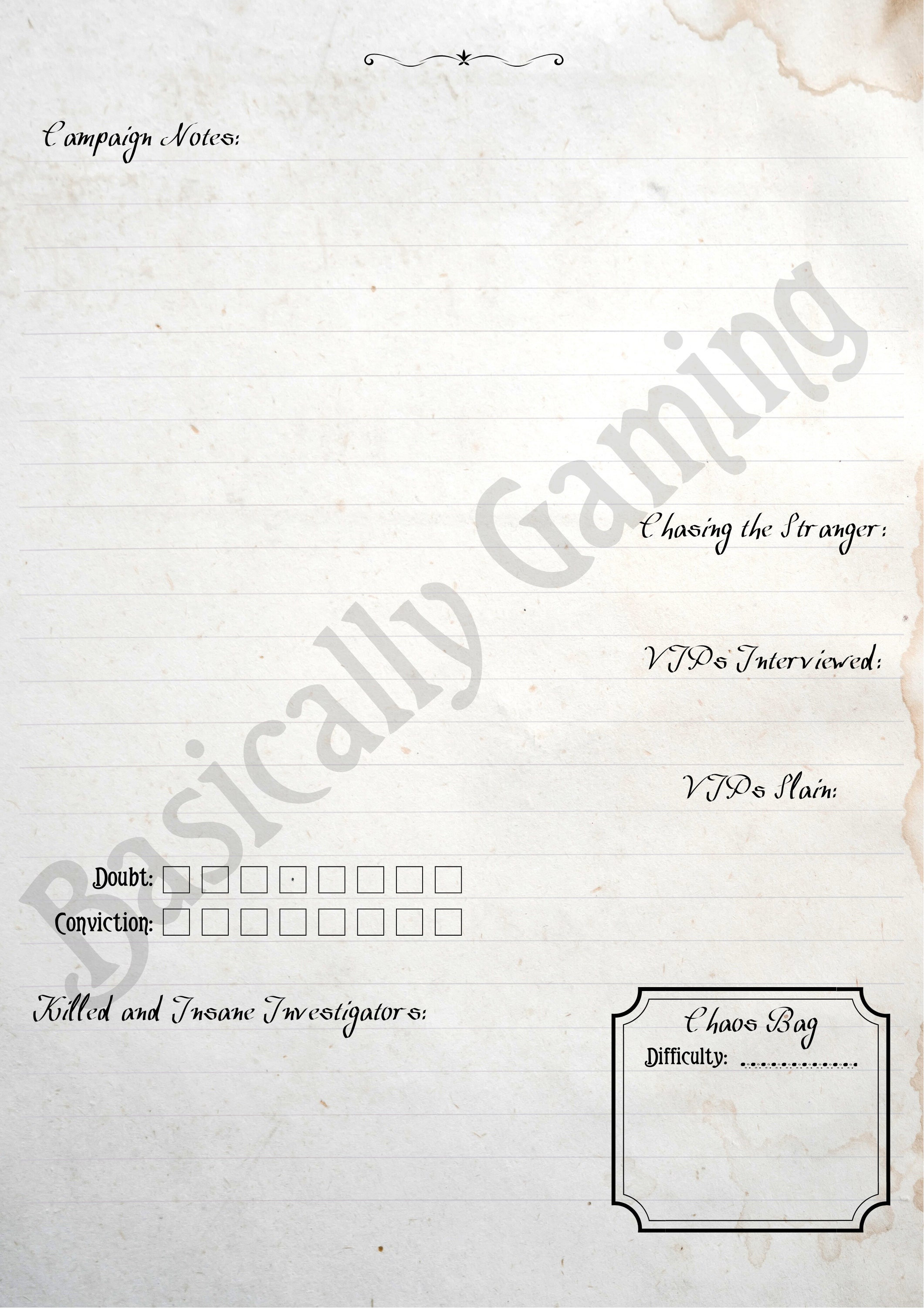 PRINTABLE Arkham Horror LCG Campaign Log Booklet Digital | Etsy
