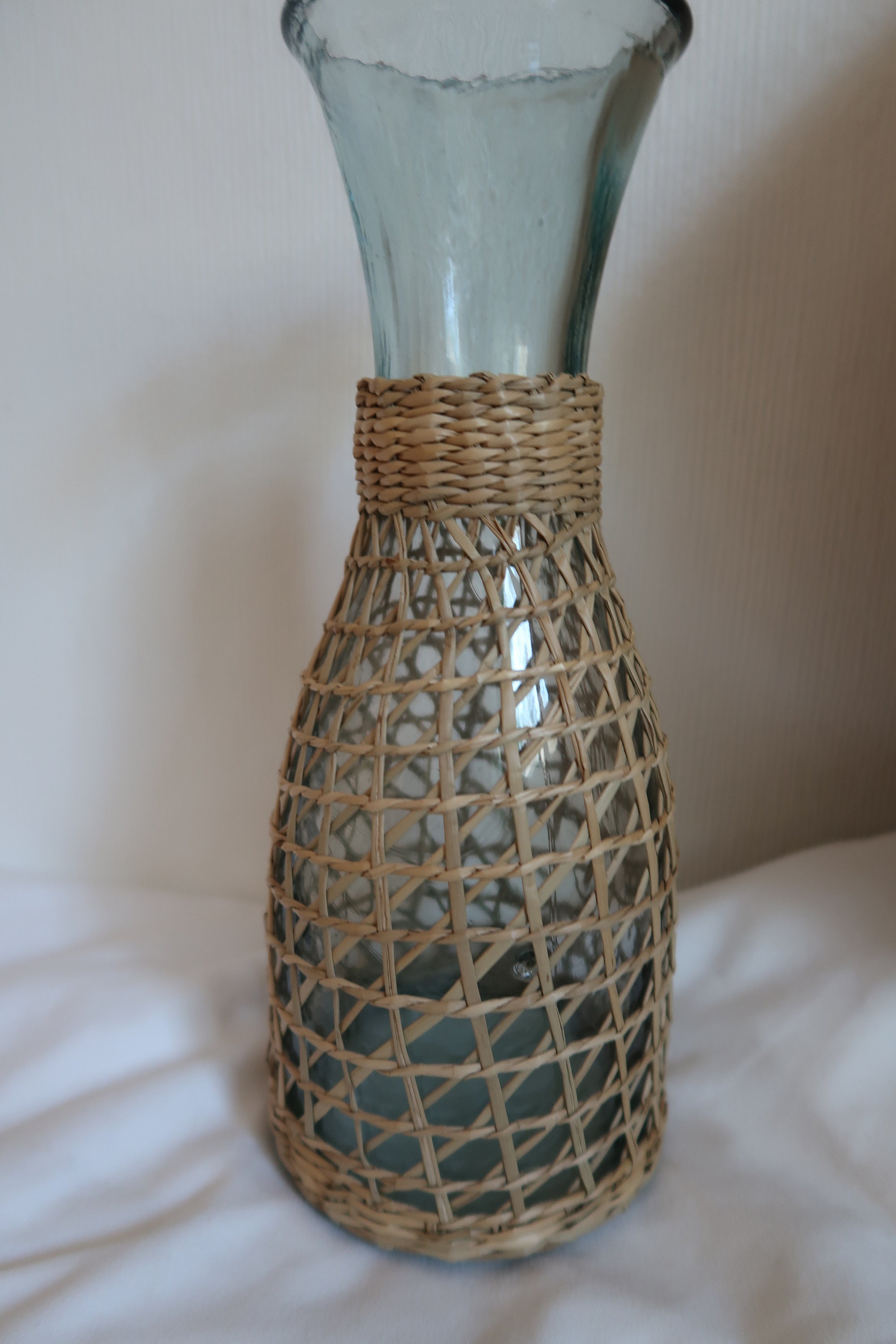 Wicker Wrapped Jug / Wicker Glass Pitcher Etsy