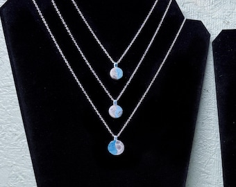 Leland Blue & Petoskey Stone Yin-Yang Pendant Necklace – 925 Silver – 3 Sizes – Gift Box