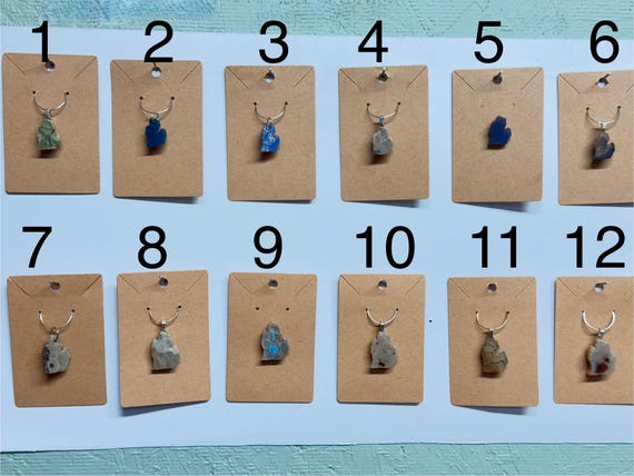 Pick Your Michigan Mitten Pendant • Real Petoskey Stone & Leland Blue • Necklace, Keychain or Pin