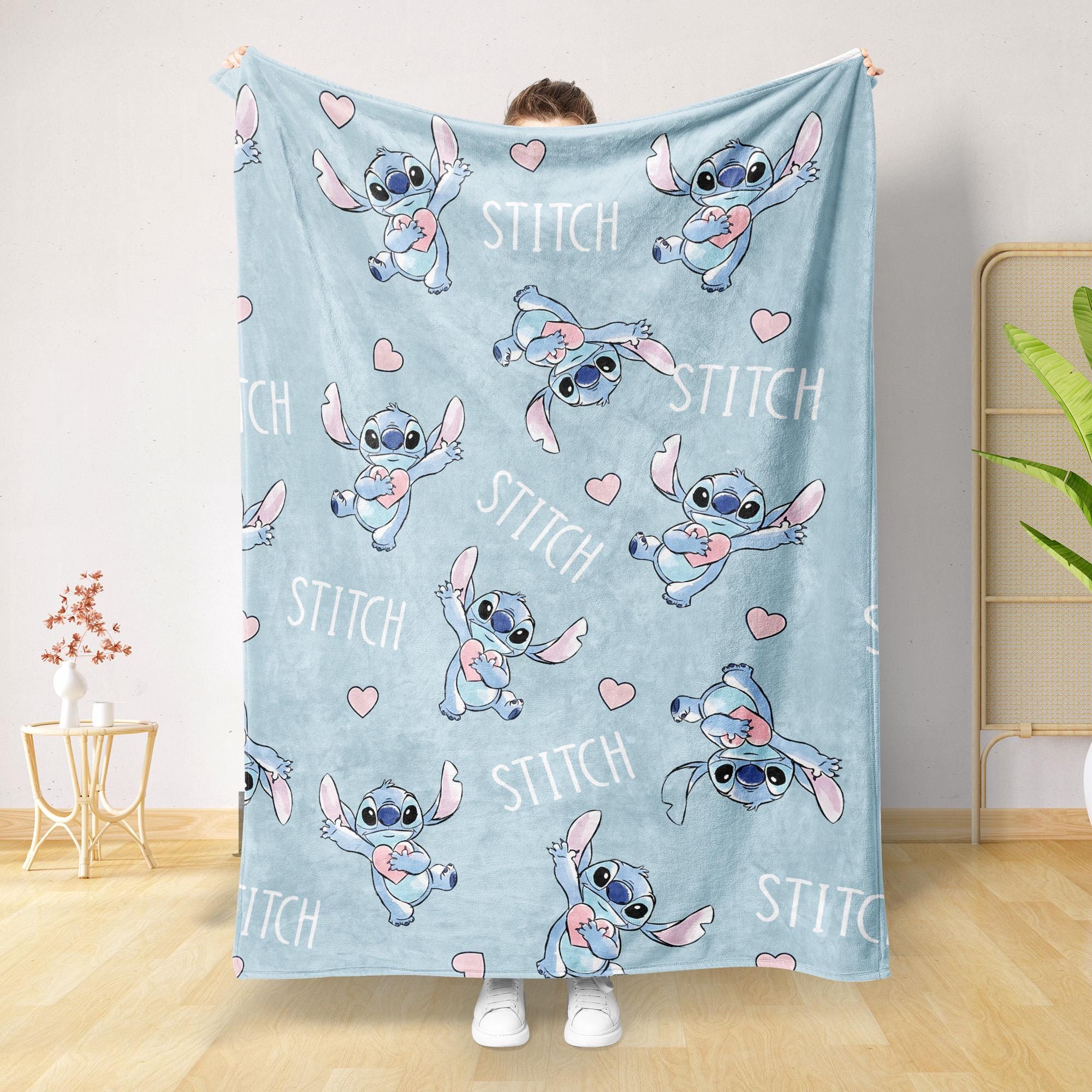 Discover Stitch Blanket, Kid Name Blanket, Cartoon Movie Blanket, Disney Birthday Gift for Her/Him, Kids Adults Blanket