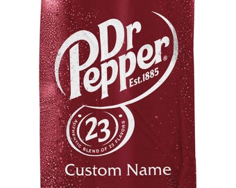 Personalized Dr Pepper Blanket, Custom Name Dr Pepper Can Fleece Sherpa Blanket, Dr Pepper Lovers Gift, Soft Drink Blanket