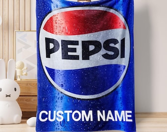 Personalized Pepsi Blanket Custom Name Pepsi Original Can Fleece Sherpa Blanket, Pepsi Addiction Blanket, Pepsi Lover Gift