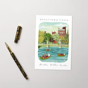 Briefkaart Boot van de Zwaan van Boston | Boston-reiskaart