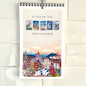 2024 World Cities Calendar | Illustrated Calendar | Hanging Calendar