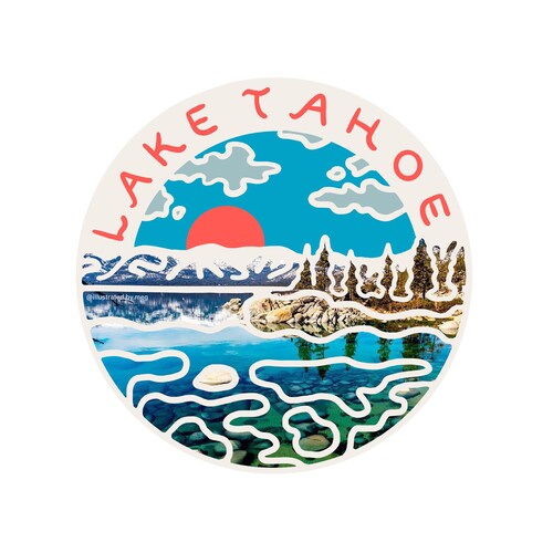 thumbnail interactive-video image 1 of Lake Tahoe California Nevada Decal Sticker – 2.75 X 3.65 Inches – Skiing, Lakes, Boating 1 of 2