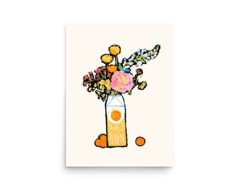 Sip&#39;n Sunshine Flower Bouquet Art Print: Whimsical Floral Poster