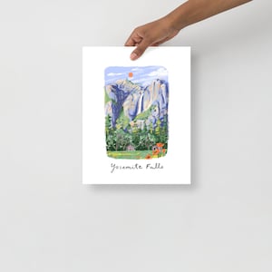 Yosemite Falls Illustration, Yosemite National Park Print, Yosemite Falls Wall Art, Yosemite Wall Art, Yosemite Falls Print