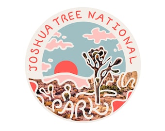 Joshua Tree National Park Sticker: Retro Illustrated Matte Decal