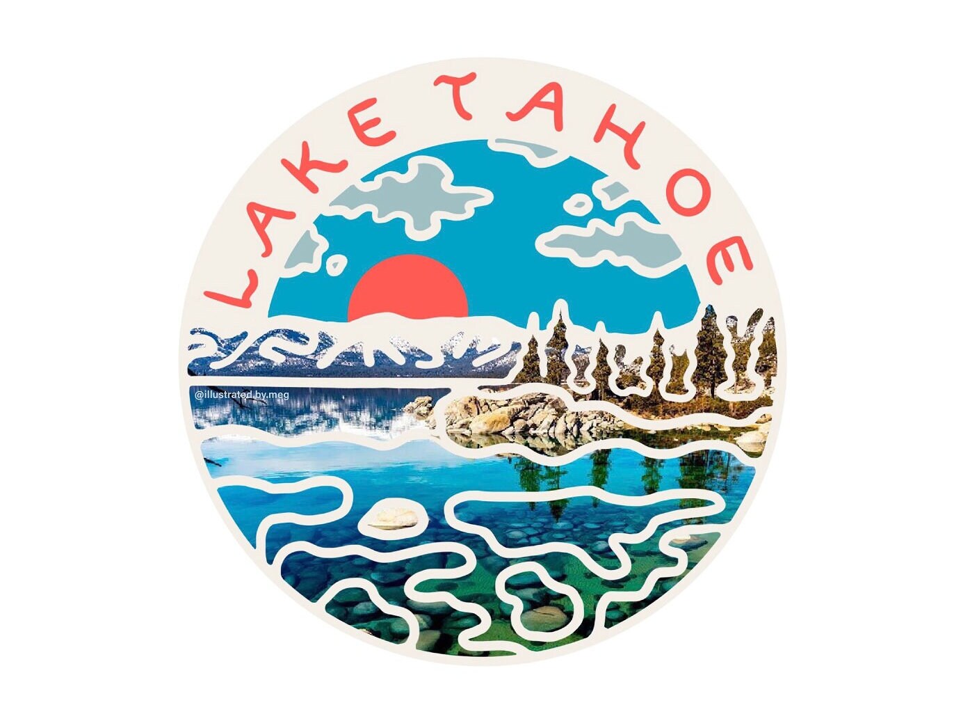 Lake Tahoe Sticker: Illustrated Vinyl Decal for Laptop, Car, Hydro Flask