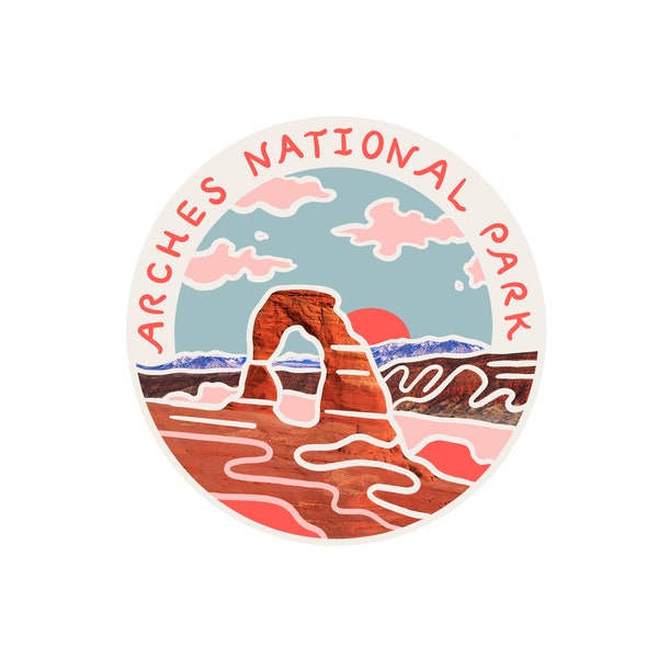 Arches National Park Sticker, Decal for Water Bottle, Laptop Sticker, Sticker for Hydro Flask, Sticker for Car