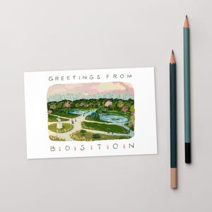 Boston Public Garden Postcard: Illustrated Travel Souvenir