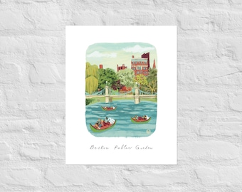 Impresión del Jardín Público de Boston: Ilustración de barcos cisne, Arte de Boston