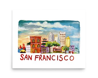 San Francisco Print: Skyline, Golden Gate Bridge, Quality Matte Paper