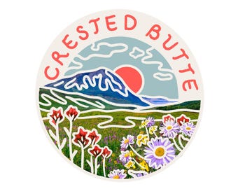 Crested Butte Sticker: Illustrated Vinyl Decal for Laptop, Car