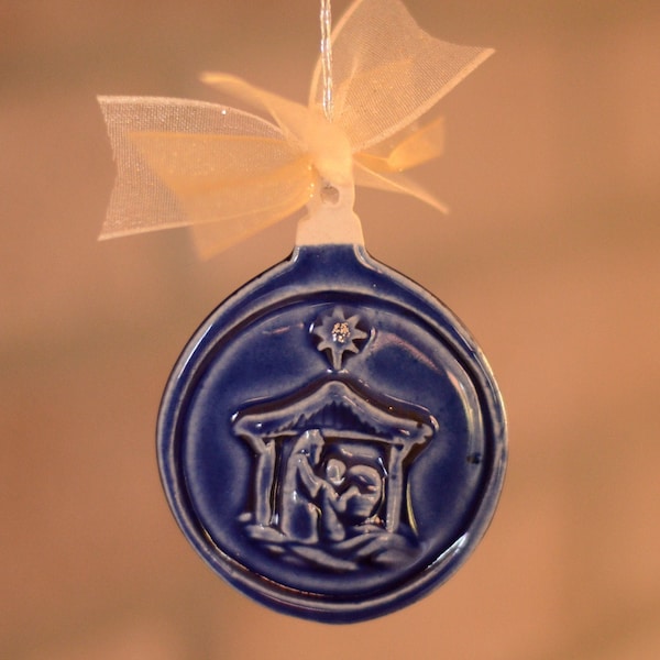 Nativity Scene Christmas Ornament - Handmade Ceramic