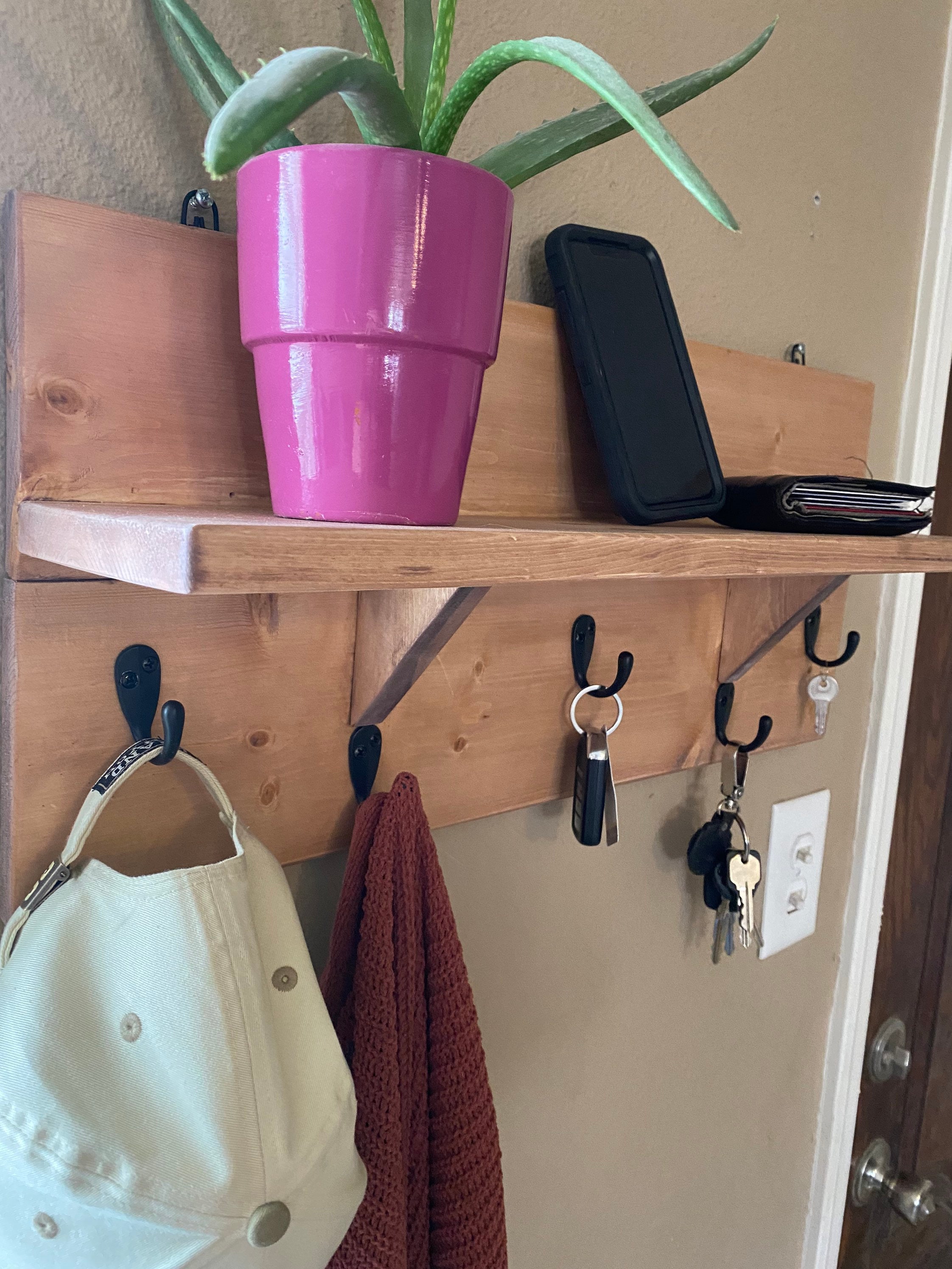 Entryway coat/key rack with shelf Etsy