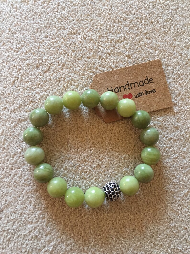 Handmade bracelet with green jade stone SimonettaDesign