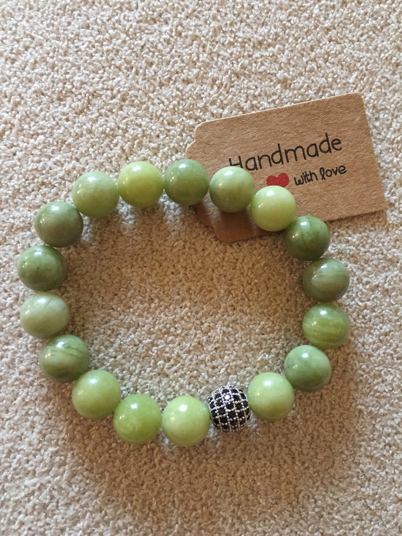 Handmade bracelet with green jade stone SimonettaDesign