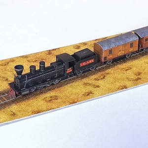 Steam Locomotive Paper Model DIY Template | Old Spanish Train Papercraft Inspired By Western Movie | Quality Texture | Digital PDF Template