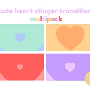 Hearts Stinger Multipack - 4x 60FPS Twitch Stinger Transition - Minimal Simple Clean Cute Overlays