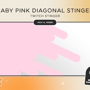 Twitch Stinger Transition - Diagonal Sliding - Baby Pink- Minimal Simple Clean Cute Overlays