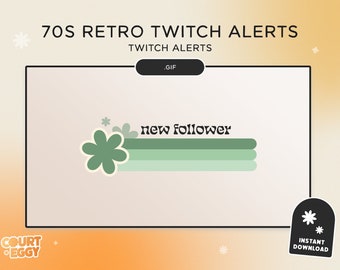 Vintage 70s Retro Twitch Alerts | Animated Twitch Alerts | Twitch Streaming Alerts | Twitch Overlay Pack | Twitch Emotes | Sage Green Emotes