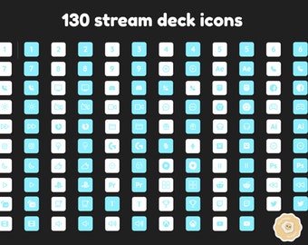 130 Sky Blue & White Stream Deck Icons - Cute Minimal Streaming Graphics - Elgato Stream Deck