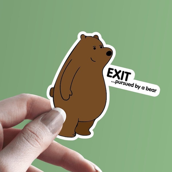 Exit Pursued by a Bear Vinyl Sticker | Shakespeare Sticker | Winter's Tale Decal | Laptop Decal | MacBook Decal | Funny Stickers | Theatre