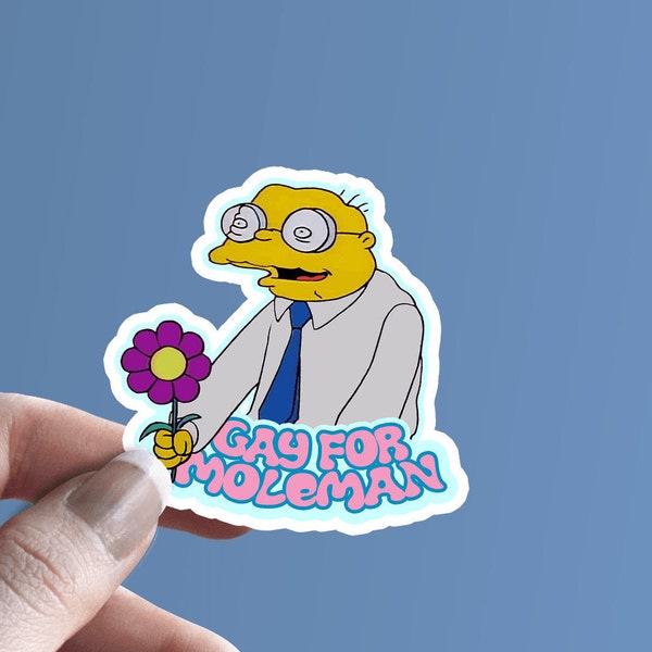 The Simpsons Vinyl Sticker | Gay for Moleman | Hans Moleman Decal | Laptop Decal | MacBook Decal | Vinyl Stickers | Decals