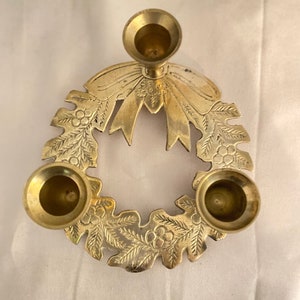 Vintage Brass Wreath Candle Holders, Holiday, centerpiece, Advent, Christmas,