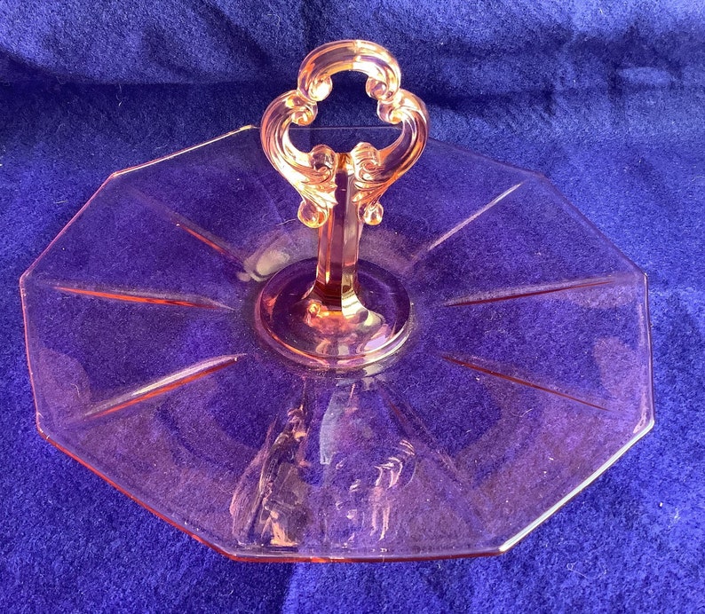 Vintage Pink Depression Glass Serving Tray by Cambridge Co Etsy